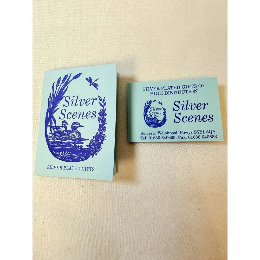 Silver Scenes Silverplated Mini Clock with Bird and Blue Bells